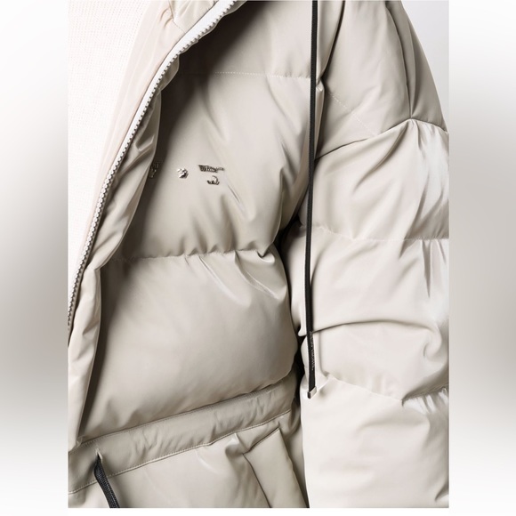 Off White Velvet Effect Puffer - Picture 3 of 11